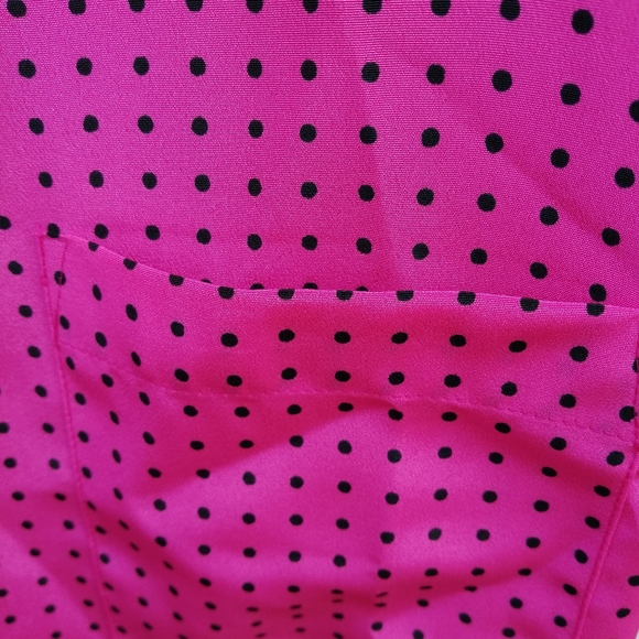 Vintage 80s SK & Company Hot Pink Polka-dot Blouse & Skirt Set - Picture 8 of 9